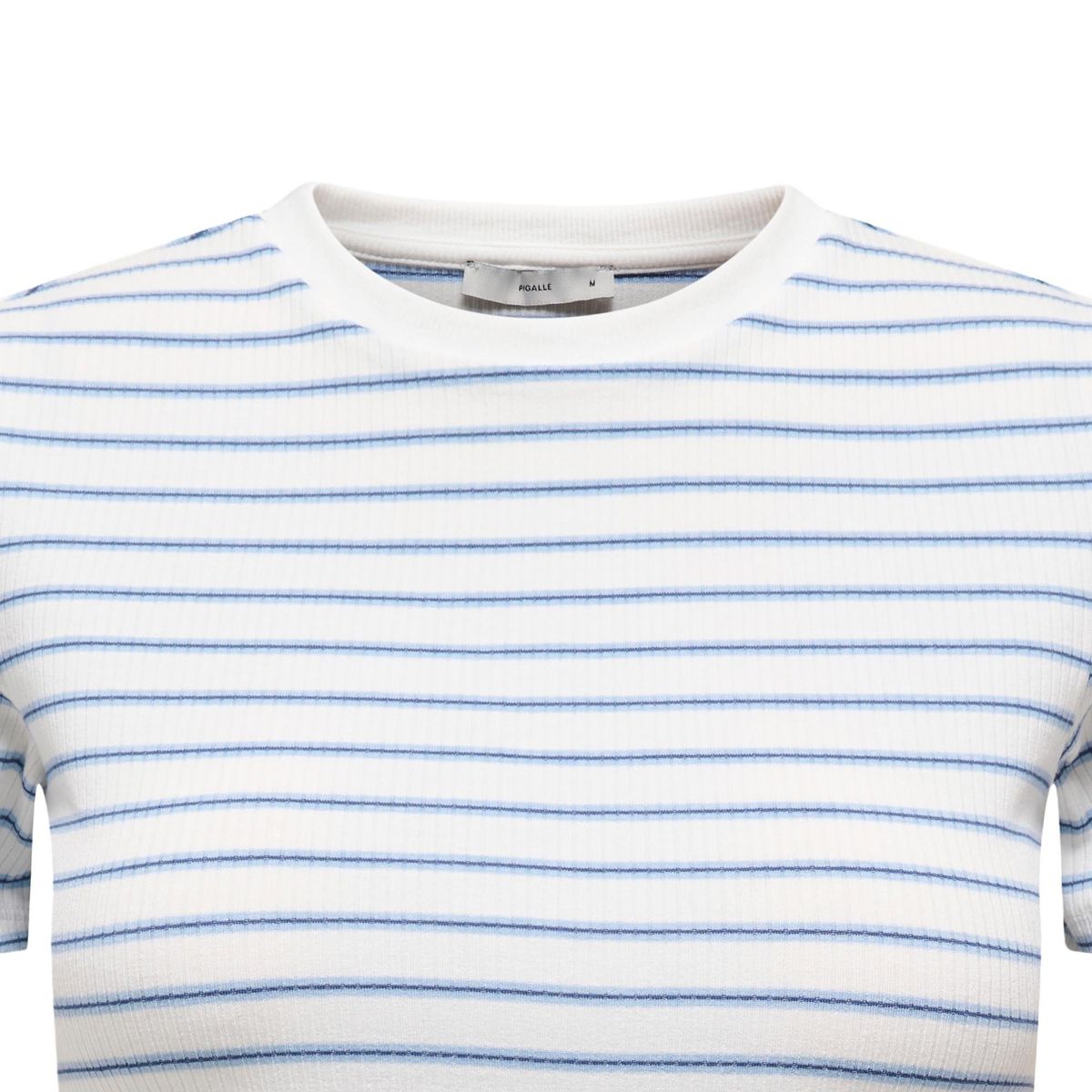 Gestreiftes Ripp-T-Shirt mit Rundhalsausschnitt