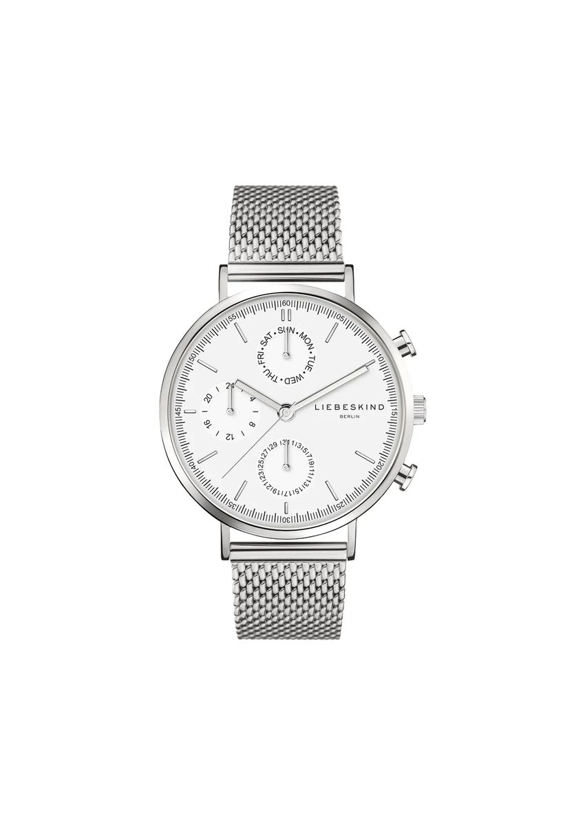 Minimalistische Multifunktionsuhr mit Mesh-Armband