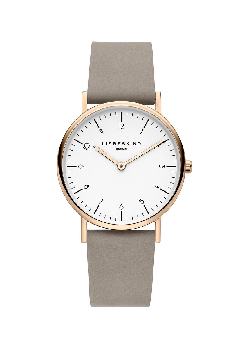Minimalistische Roségold-Uhr mit Lederarmband