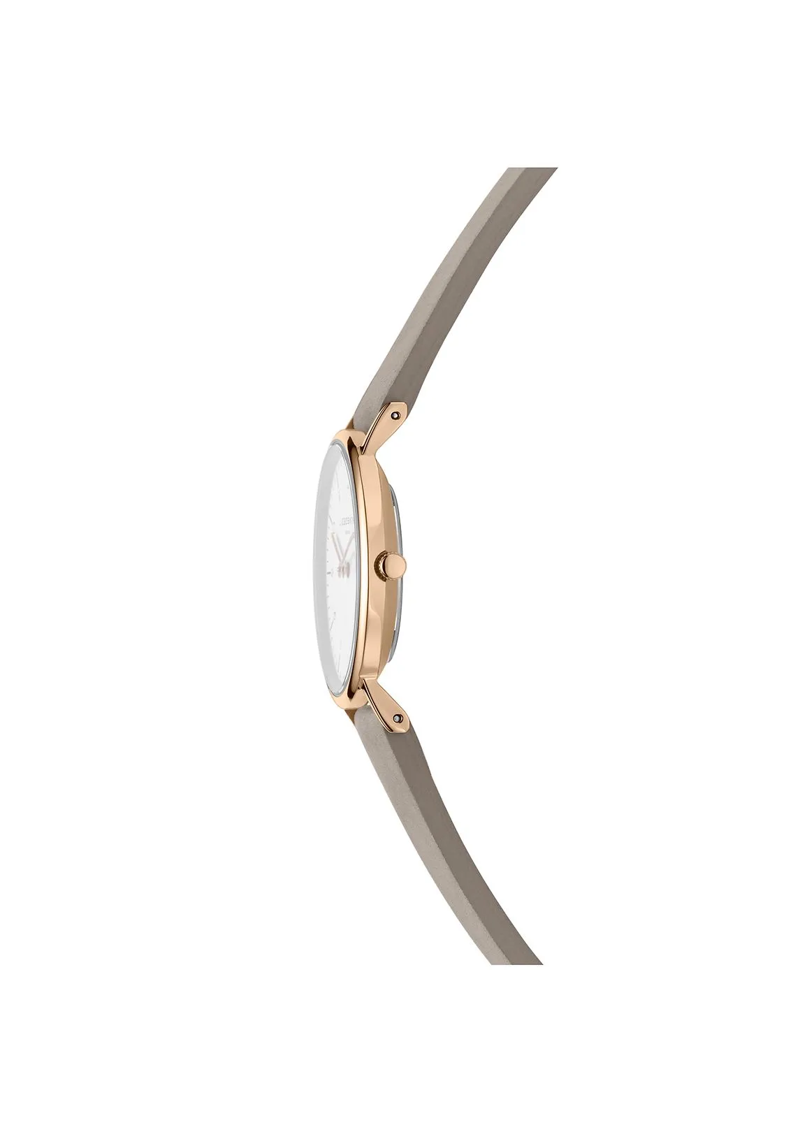 Minimalistische Roségold-Uhr mit Lederarmband