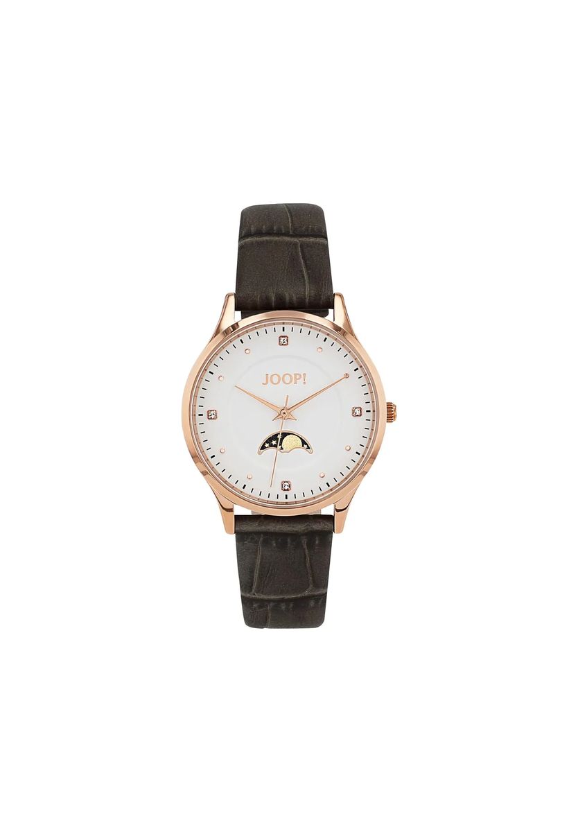 Elegante Roségoldene Leder-Armbanduhr