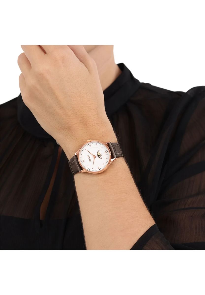 Elegante Roségoldene Leder-Armbanduhr