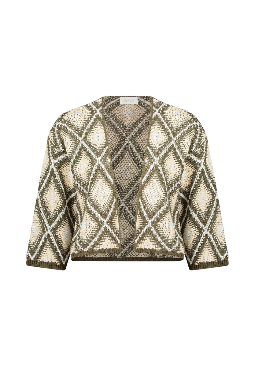 Kurzer Cardigan mit geometrischem Jacquard