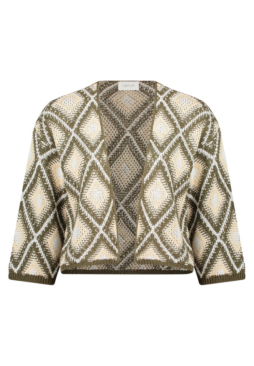 Kurzer Cardigan mit geometrischem Jacquard