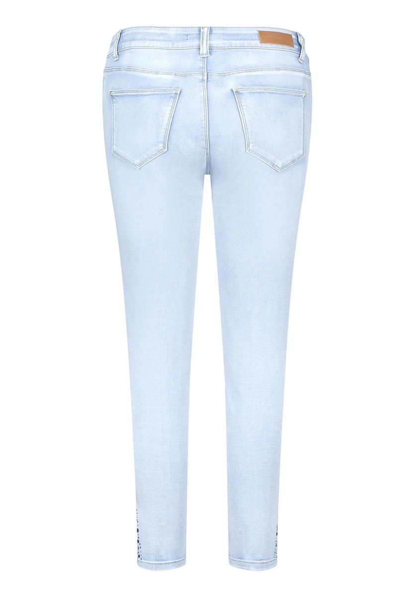 Slim-Fit-Jeans mit Strass-Saum