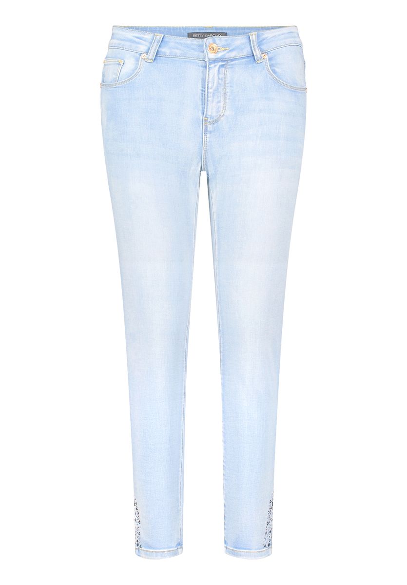 Slim-Fit-Jeans mit Strass-Saum