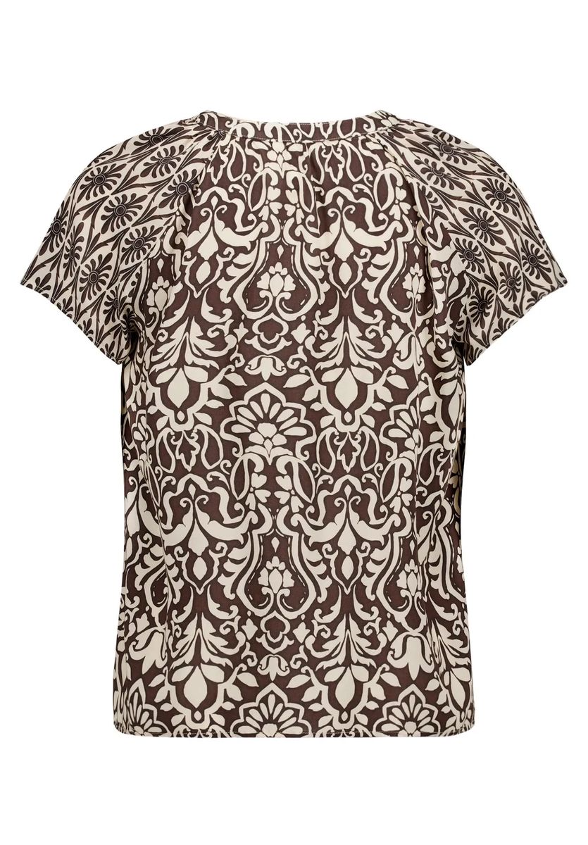 Bluse mit Ornament-Muster und Schlitz-Ausschnitt