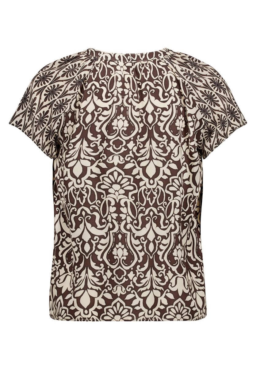 Bluse mit Ornament-Muster und Schlitz-Ausschnitt