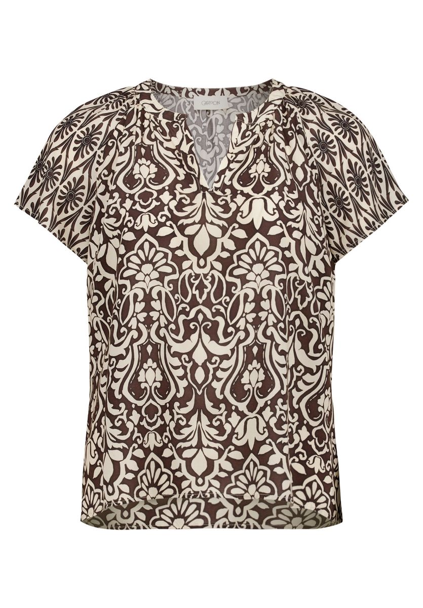 Bluse mit Ornament-Muster und Schlitz-Ausschnitt