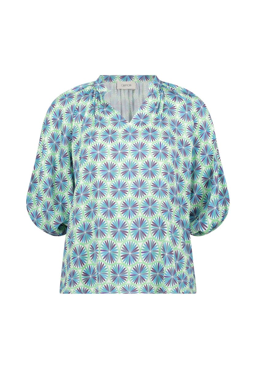 Grafische Print-Bluse mit Ballonärmeln