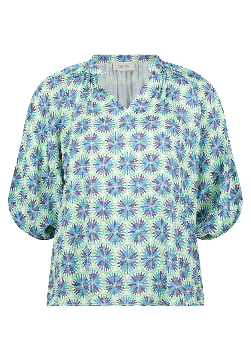 Grafische Print-Bluse mit Ballonärmeln
