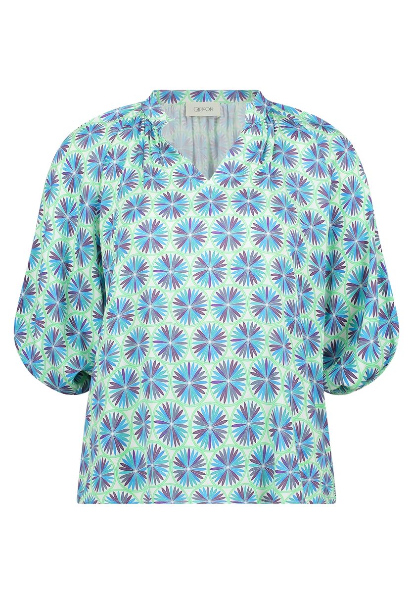 Grafische Print-Bluse mit Ballonärmeln