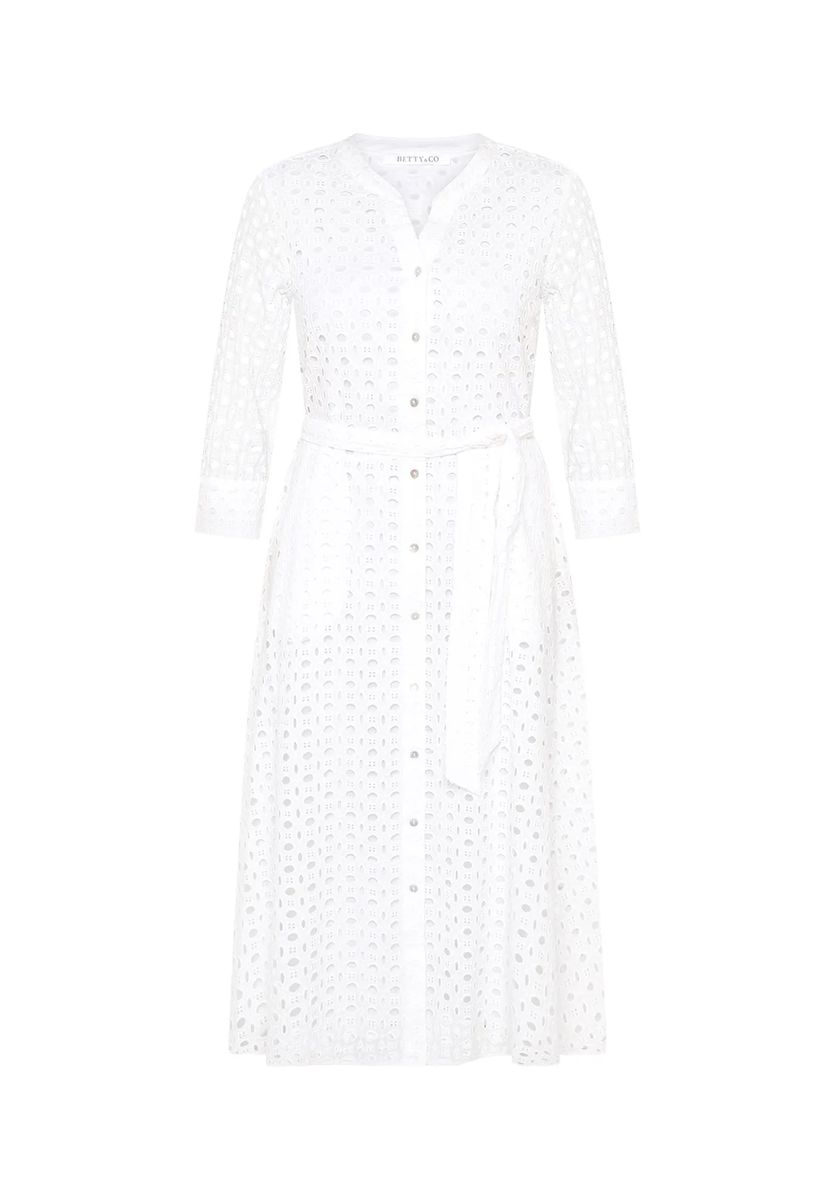 Besticktes Hemdblusenkleid in Midi-Länge