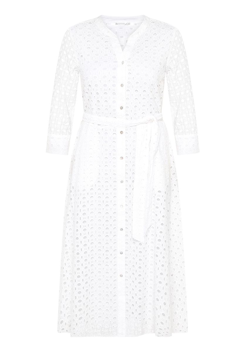 Besticktes Hemdblusenkleid in Midi-Länge