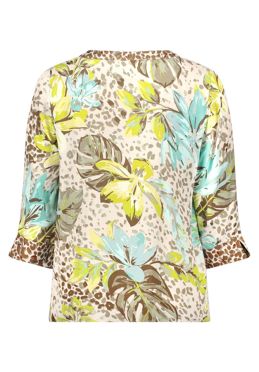 Tunika-Bluse mit Blumen- und Animalprint