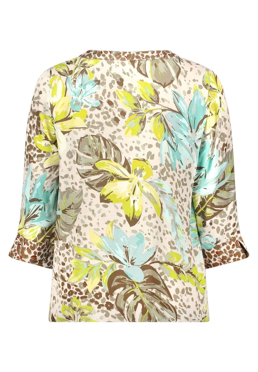 Tunika-Bluse mit Blumen- und Animalprint