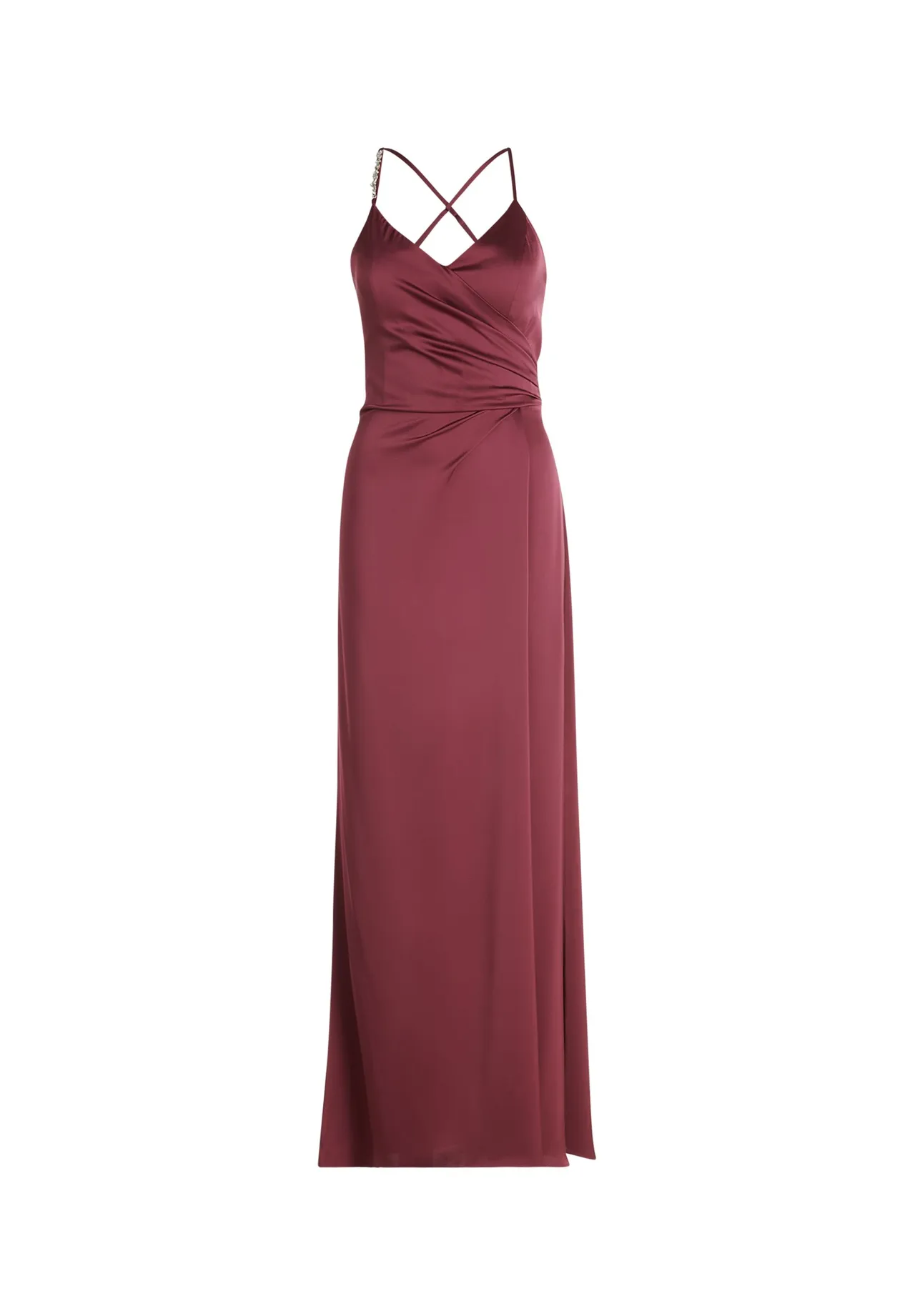 Drapiertes Satin-Abendkleid in Wickeloptik