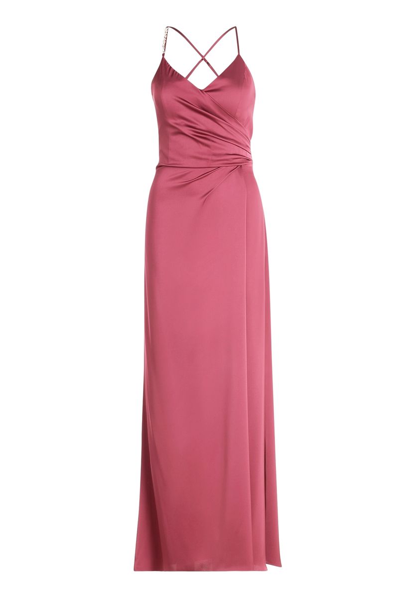 Drapiertes Satin-Abendkleid in Wickeloptik