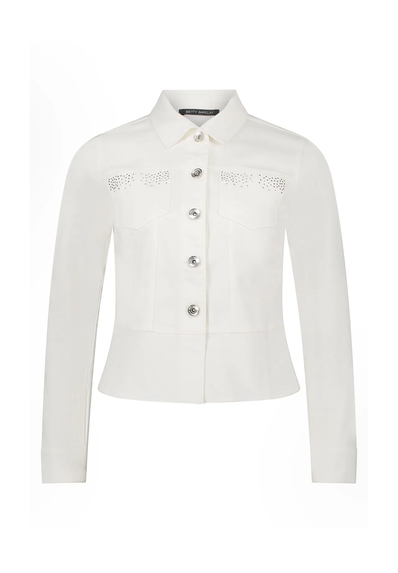 Besetzte Denim-Jacke mit Pattentaschen