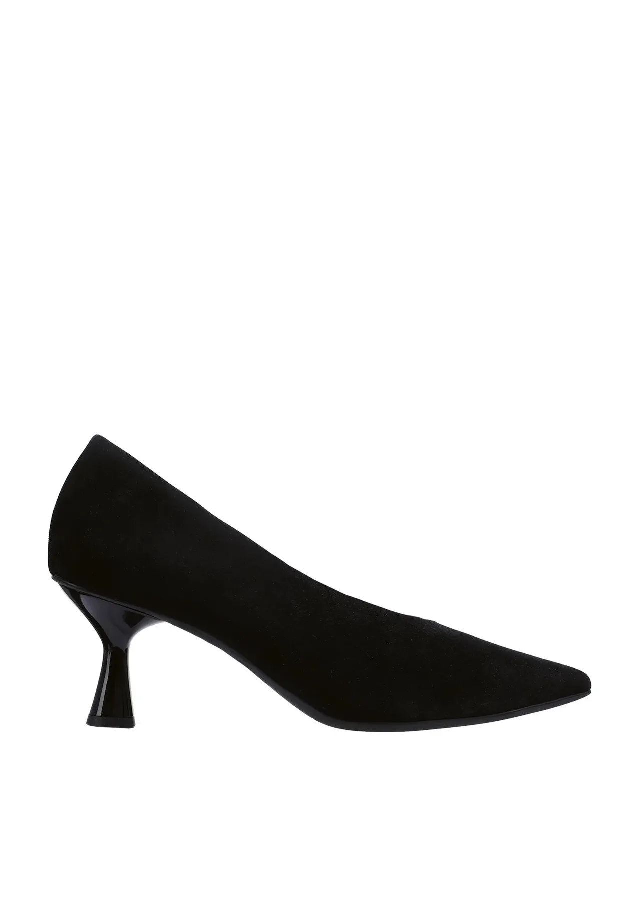 Spitze Wildleder-Pumps mit Trichterabsatz