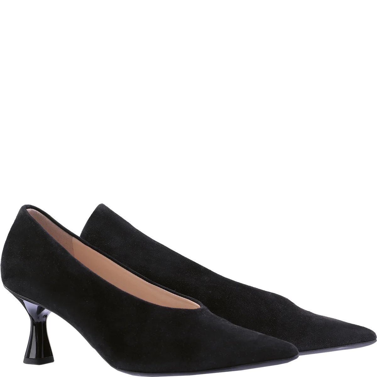 Spitze Wildleder-Pumps mit Trichterabsatz