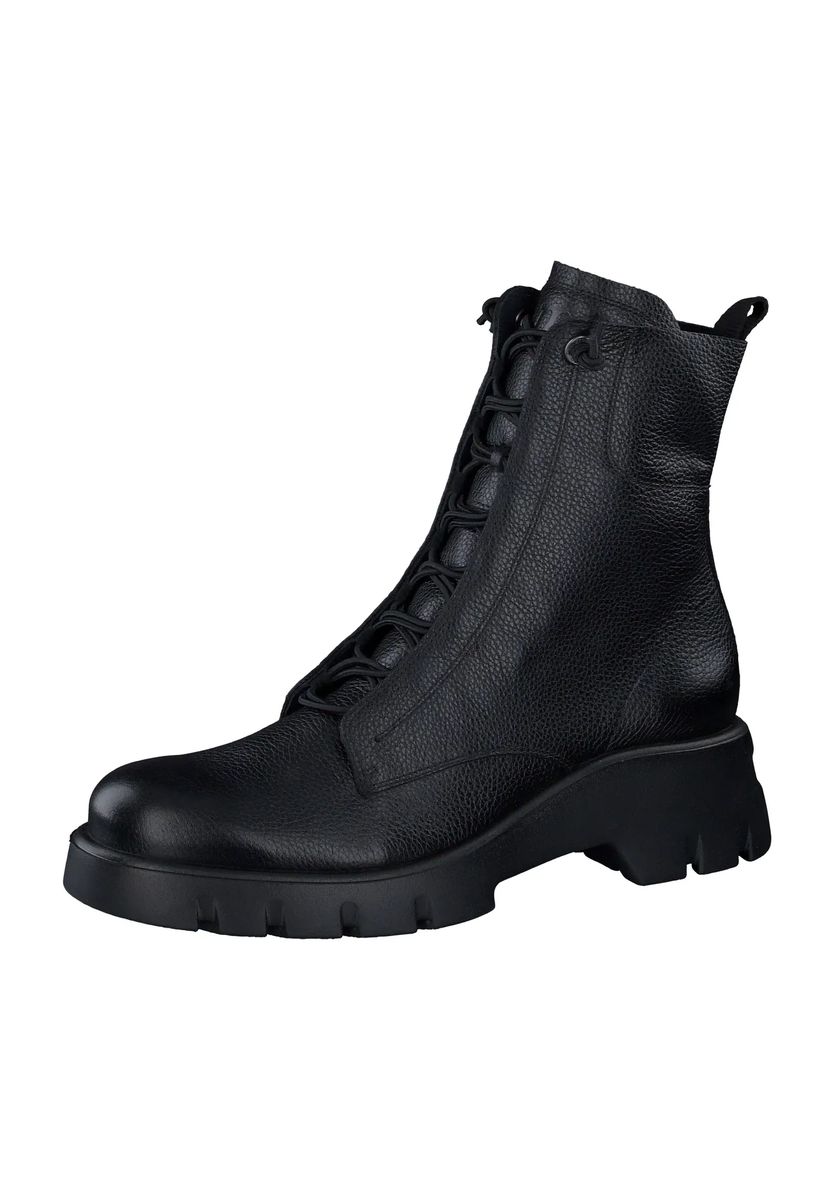 Schnürstiefeletten aus genarbtem Leder