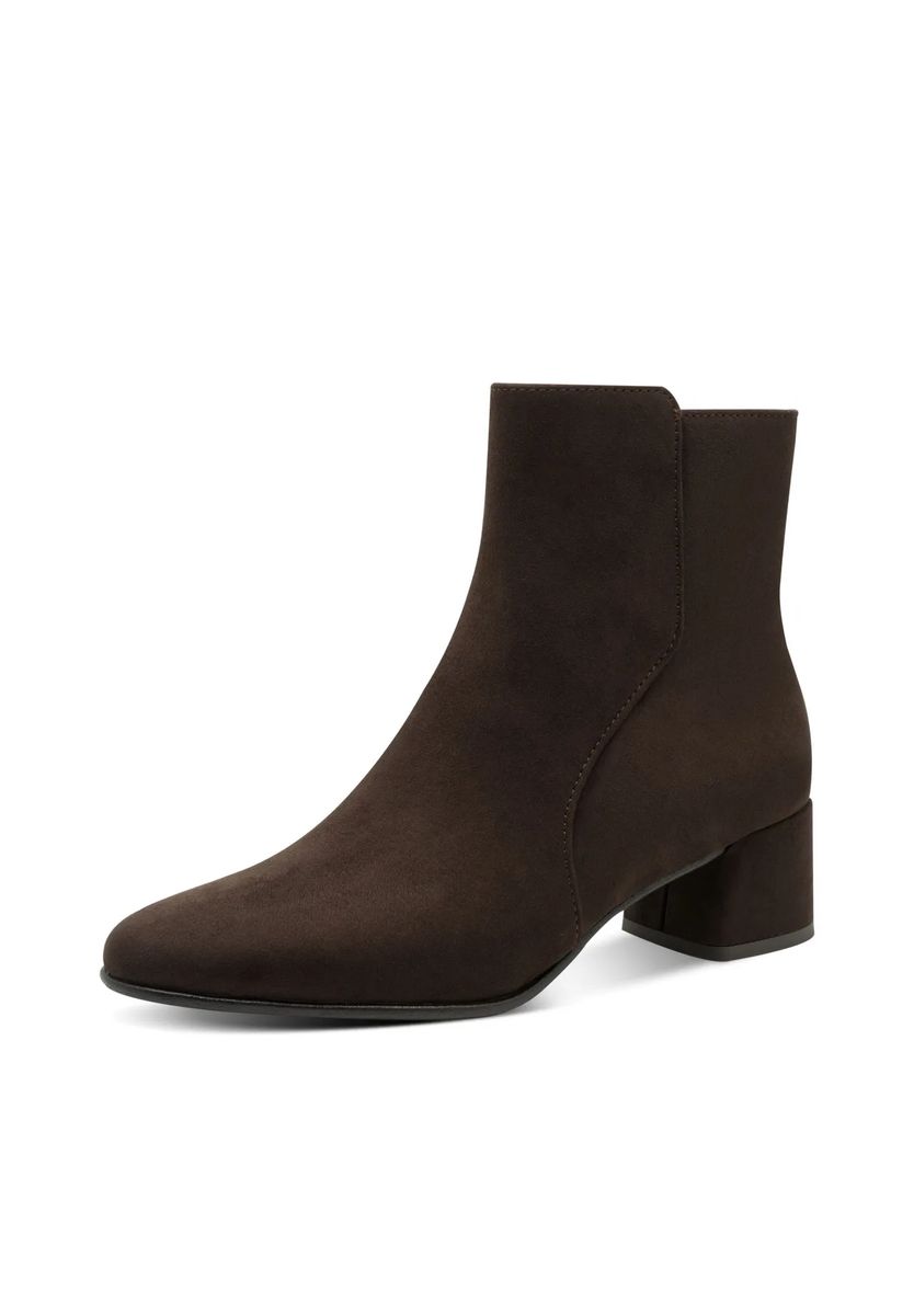 Stiefeletten in Wildleder-Optik mit Blockabsatz
