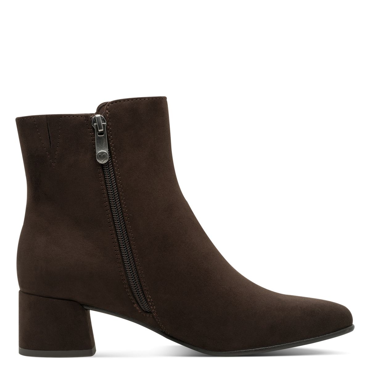 Stiefeletten in Wildleder-Optik mit Blockabsatz