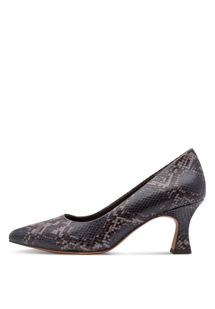 Pumps mit Schlangenmuster und Trichterabsatz