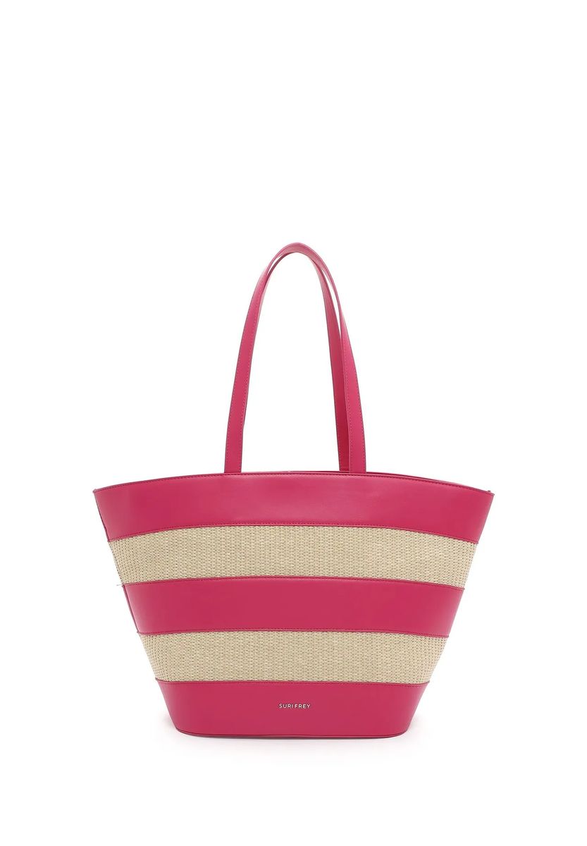 Gestreifter Shopper in Stroh-Optik