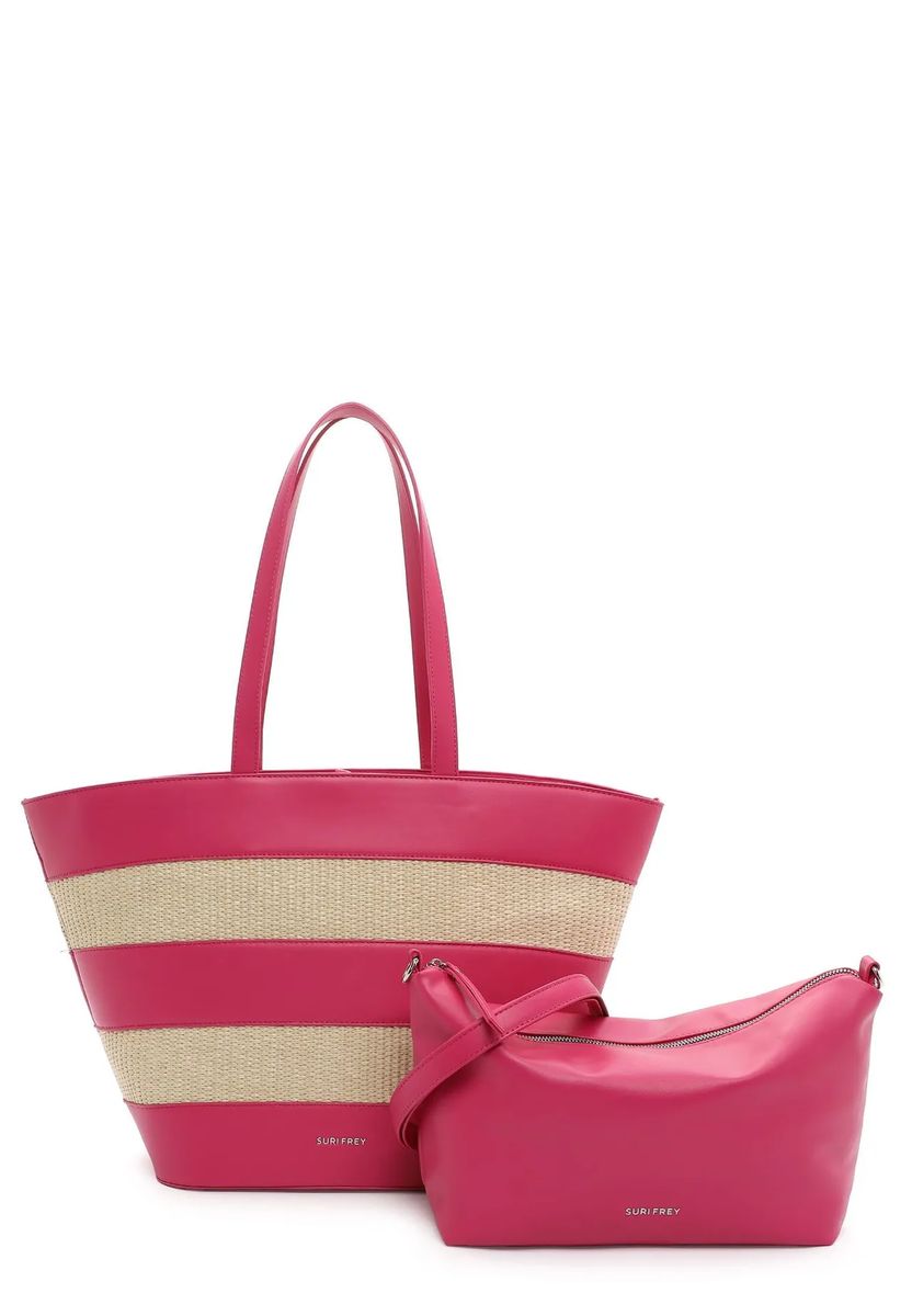 Gestreifter Shopper in Stroh-Optik