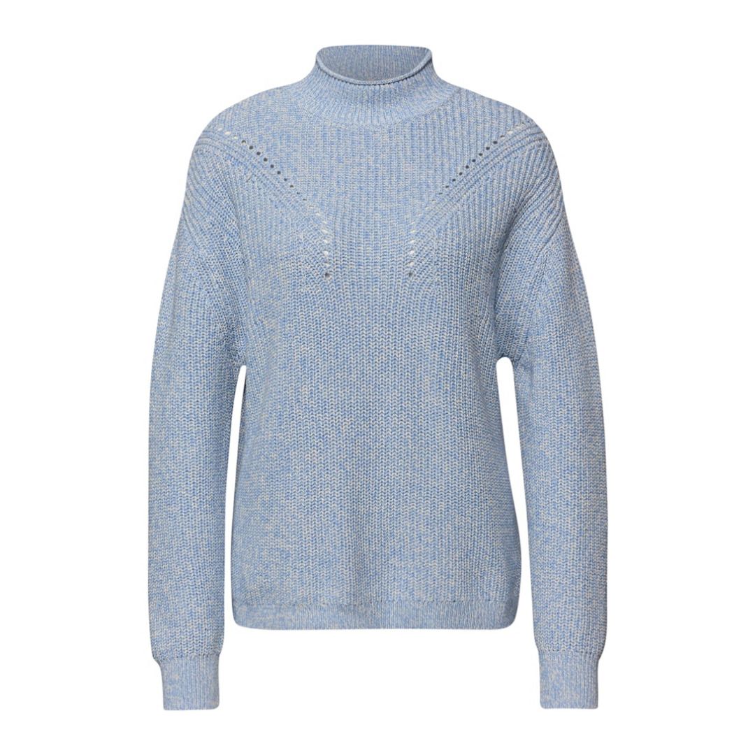 Mouline-Strickpullover mit modischem Stehkragen