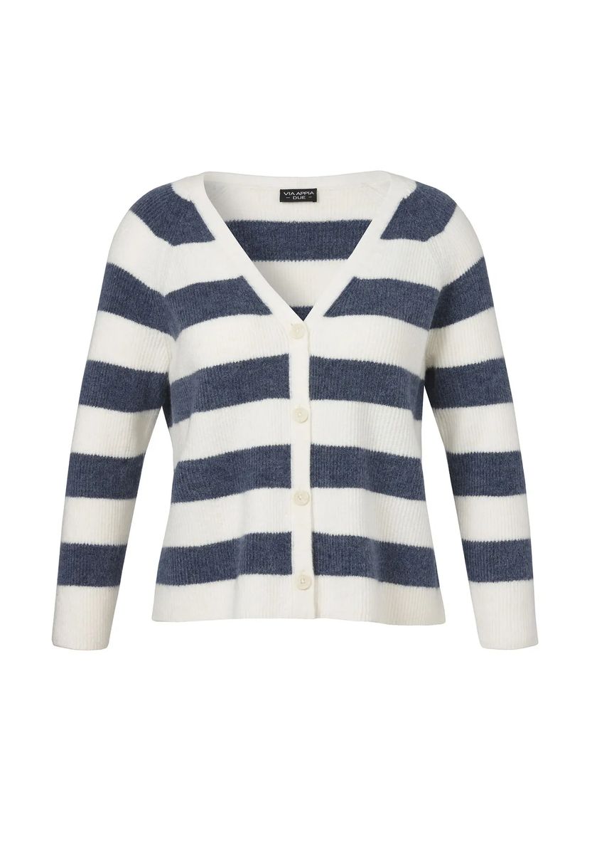 Flauschige Strickjacke mit Streifenmuster