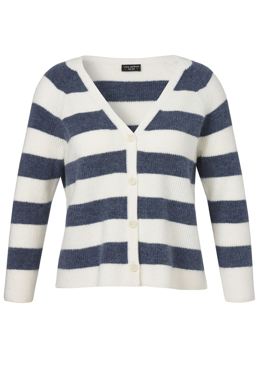 Flauschige Strickjacke mit Streifenmuster