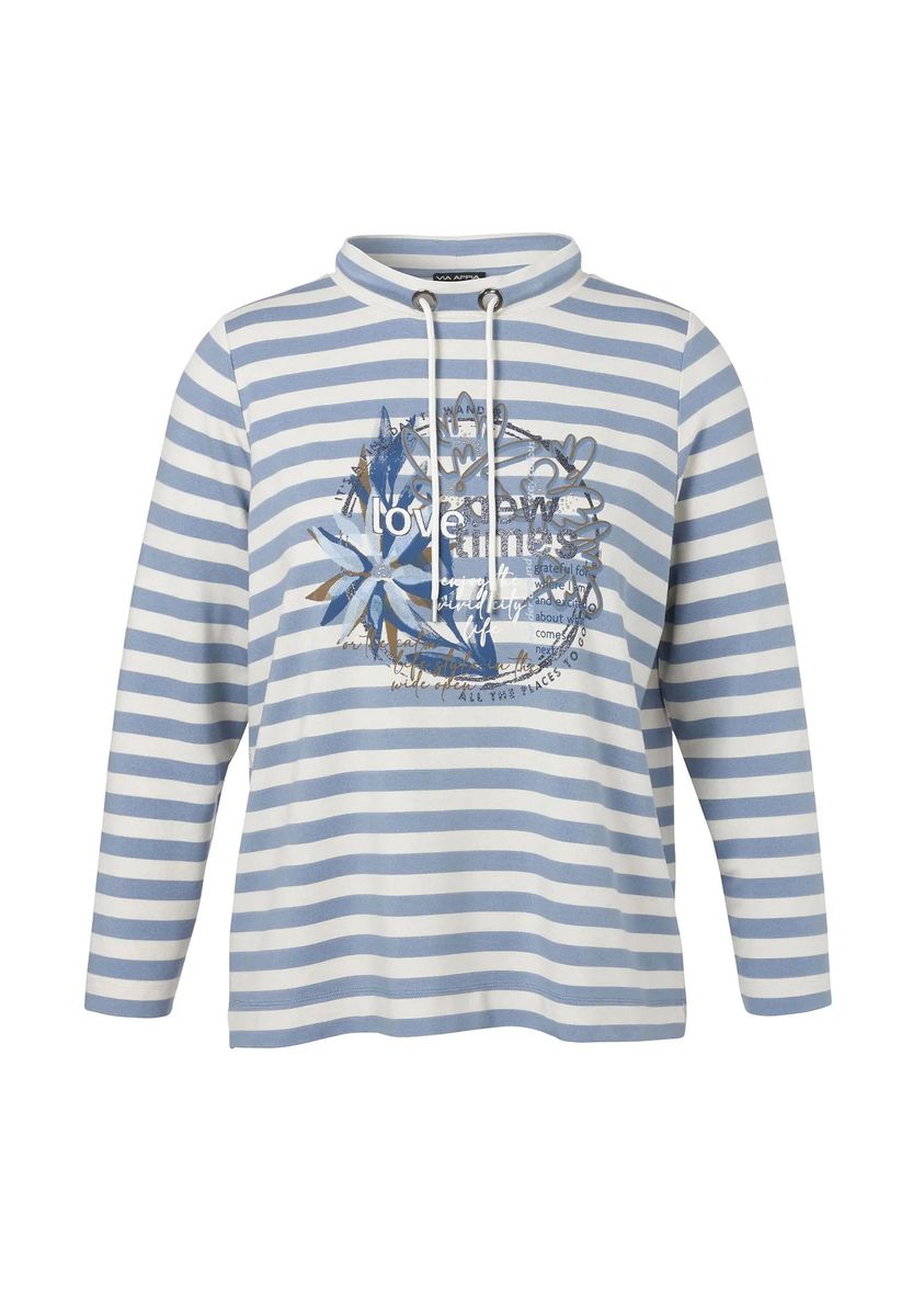 Gestreiftes Sweatshirt mit Floralem Motiv
