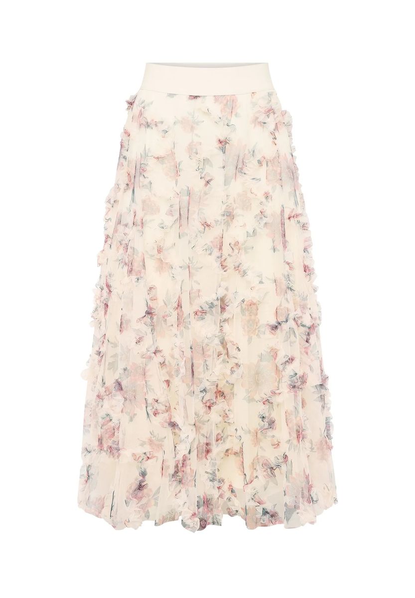 Eleganter Midi-Tüllrock mit Blumenmuster