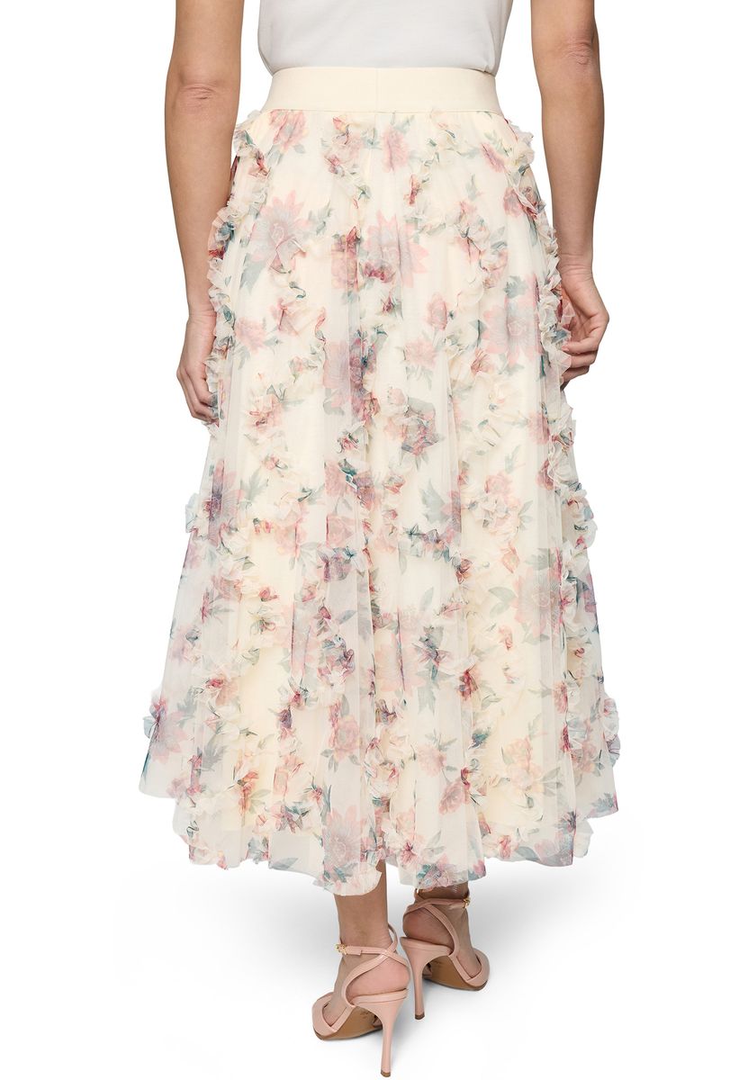 Eleganter Midi-Tüllrock mit Blumenmuster