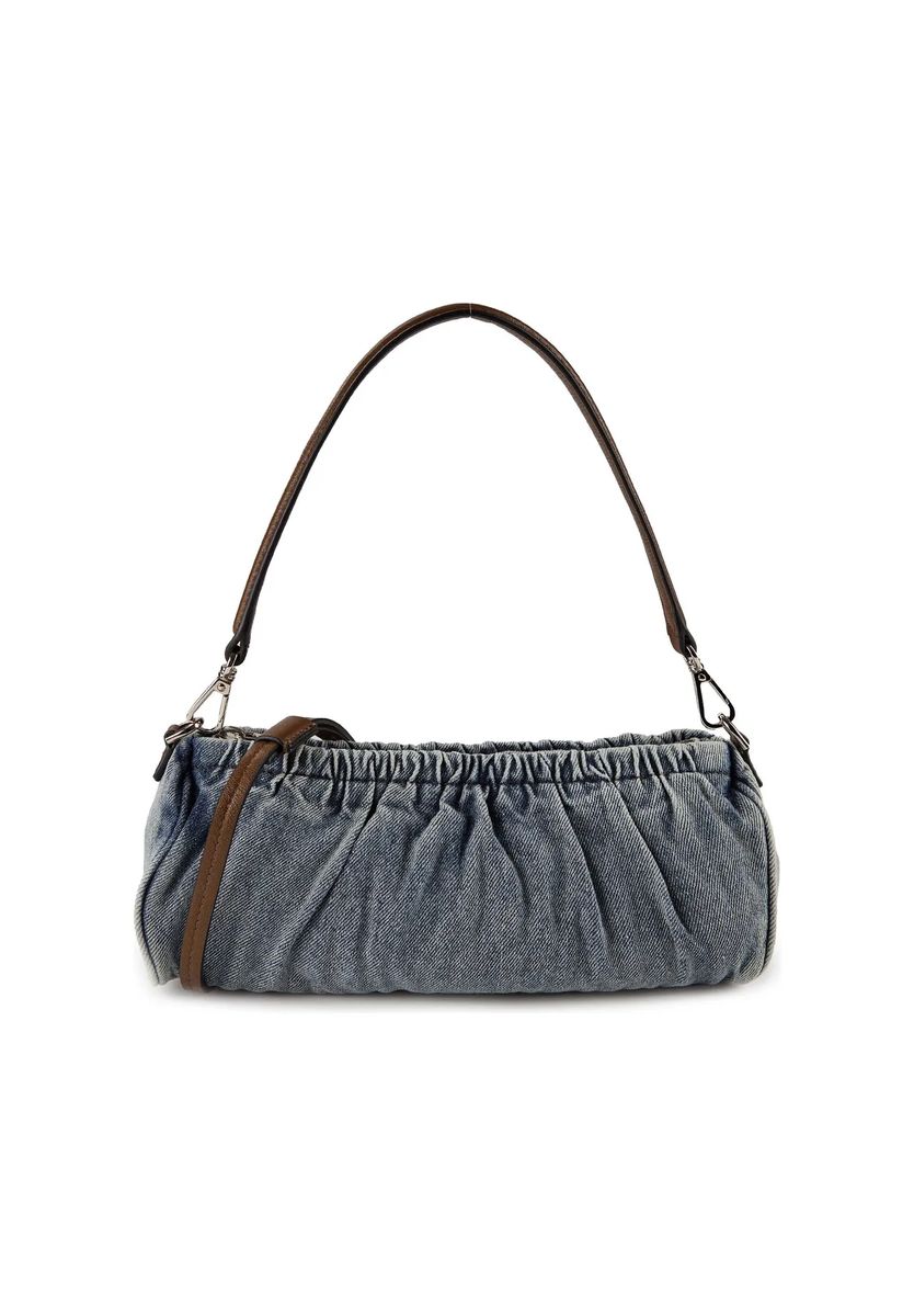 Geraffte Denim-Schultertasche