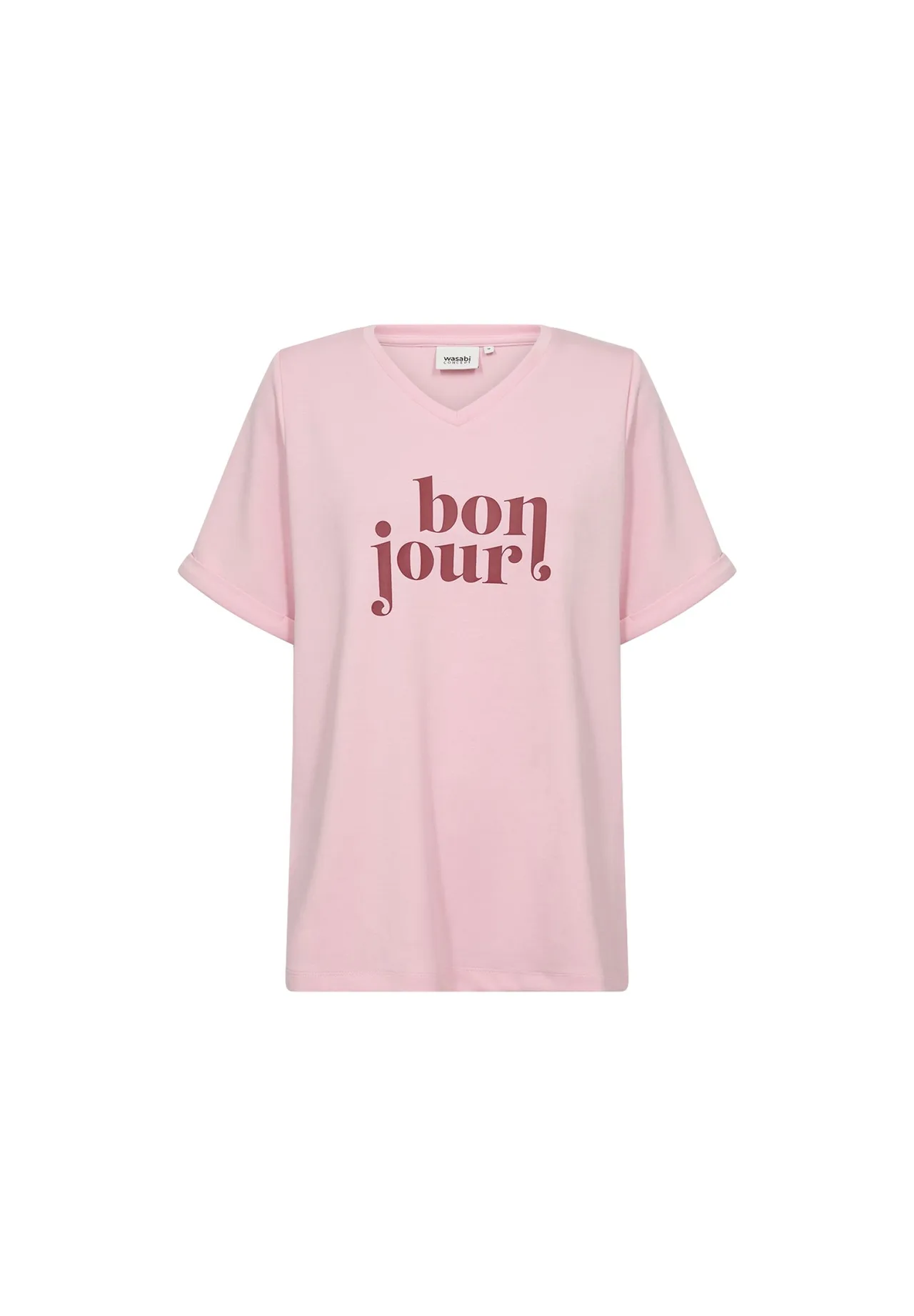 Bonjour Grafik-T-Shirt mit V-Ausschnitt