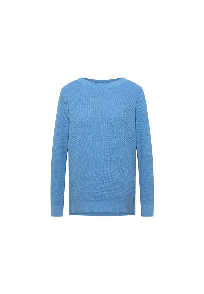 Strukturierter Feinstrick-Pullover mit U-Boot-Ausschnitt