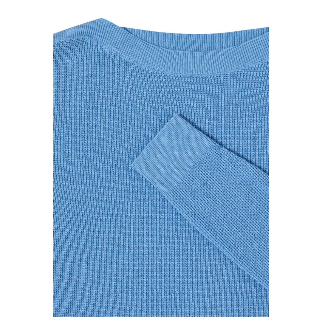 Strukturierter Feinstrick-Pullover mit U-Boot-Ausschnitt