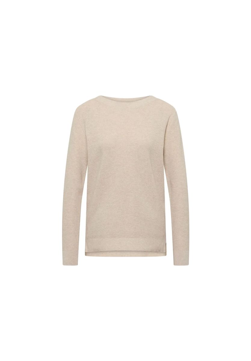 Strukturierter Feinstrick-Pullover mit U-Boot-Ausschnitt