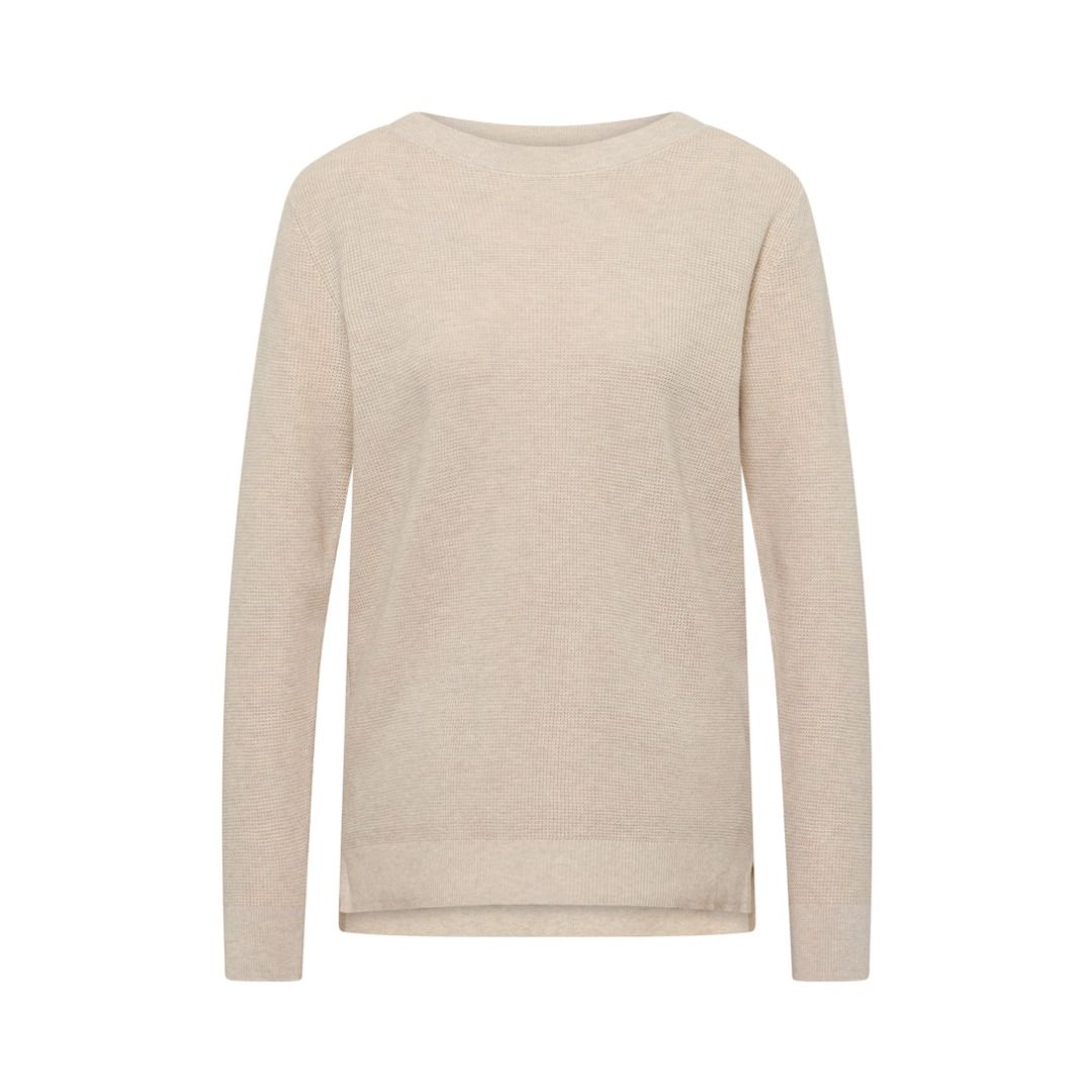 Strukturierter Feinstrick-Pullover mit U-Boot-Ausschnitt
