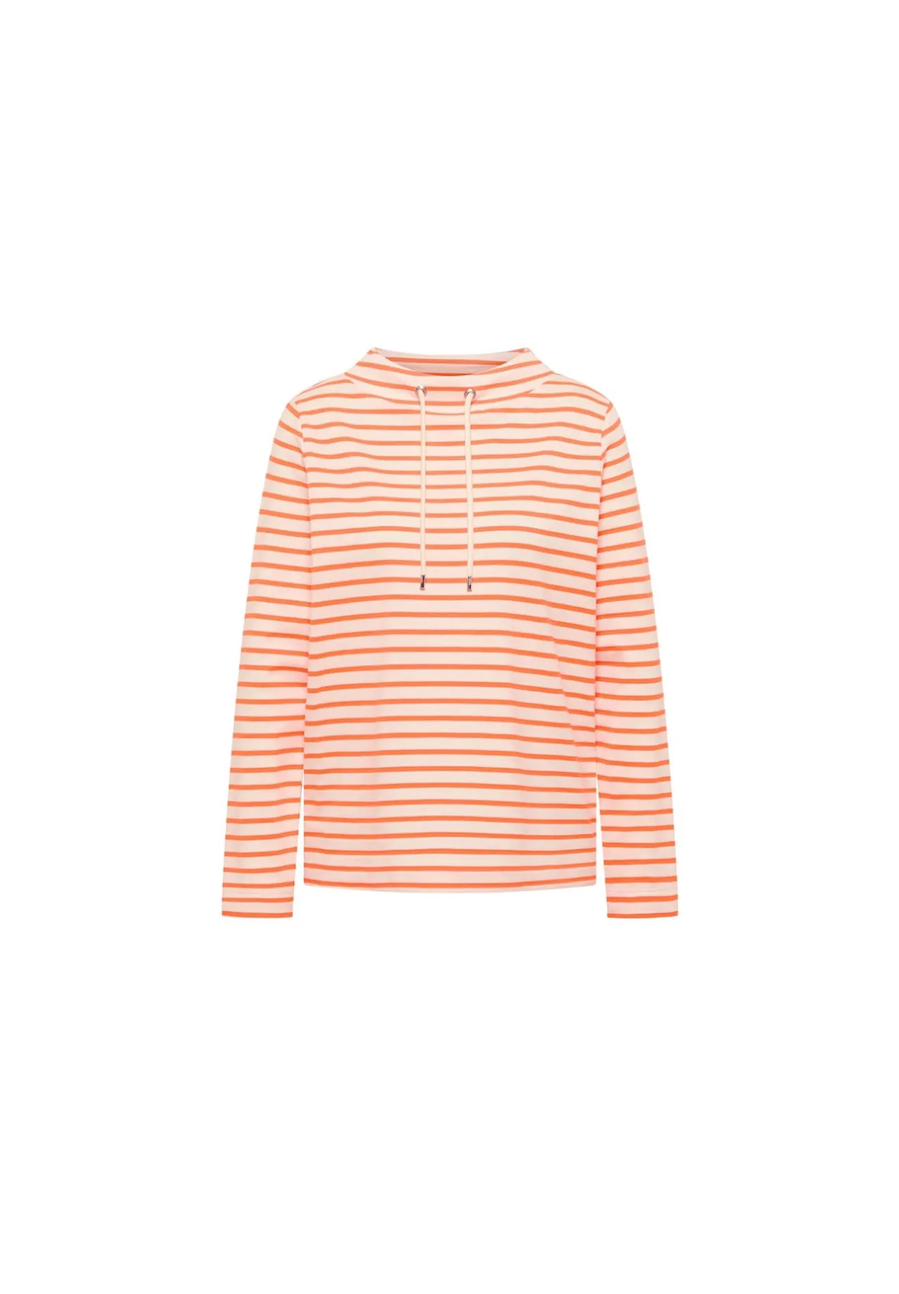 Gestreiftes Langarmshirt mit Tunnelzug-Kragen