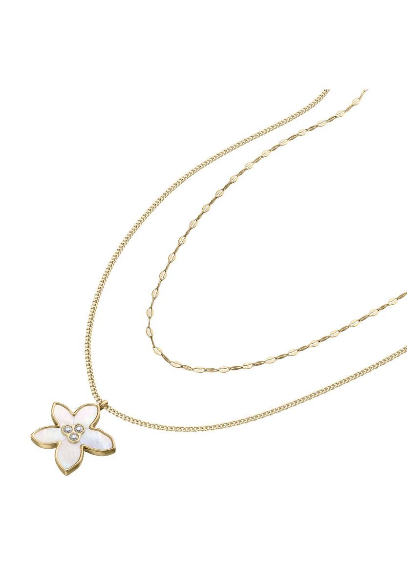 Mehrreihige Halskette mit Blumenanhänger