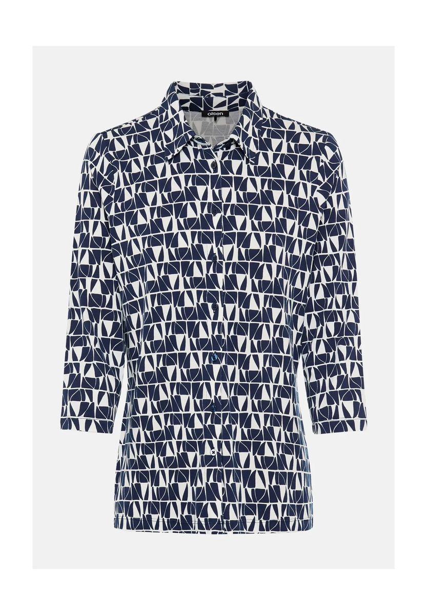 Jersey-Hemdbluse mit geometrischem Muster
