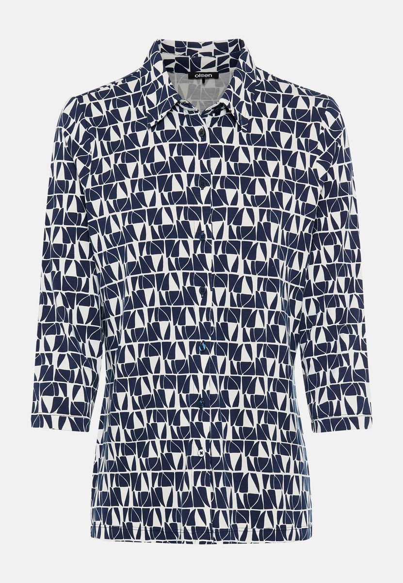 Jersey-Hemdbluse mit geometrischem Muster