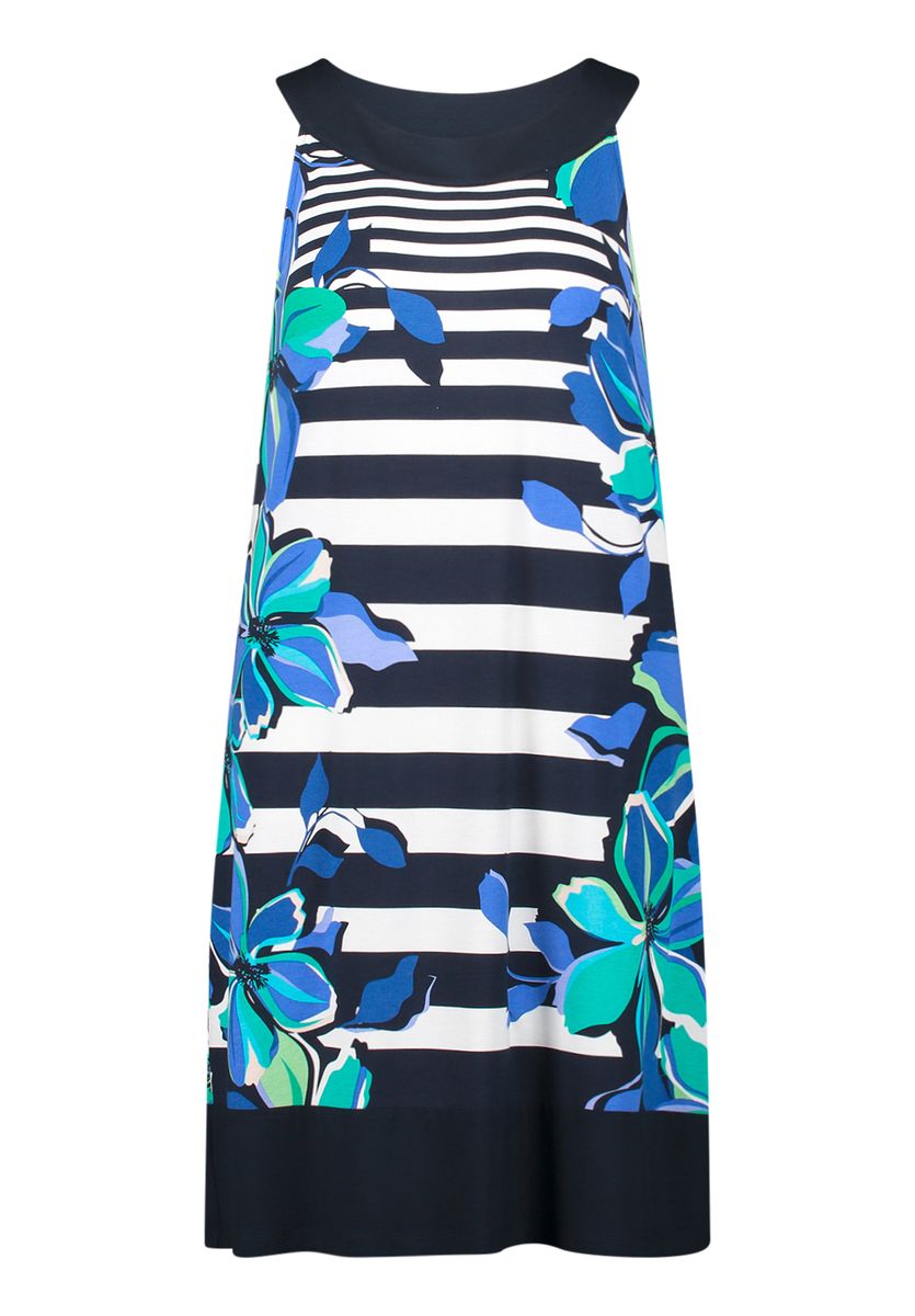 Sommerkleid mit Blumen-Streifen-Muster