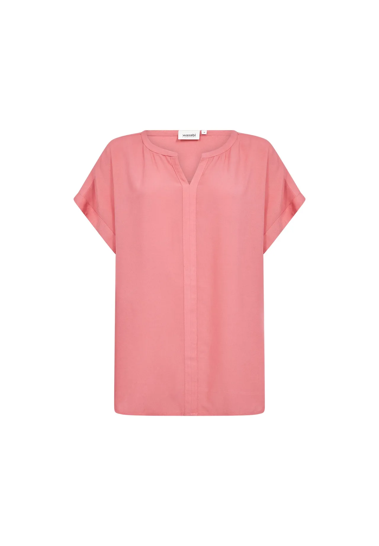 Kurzärmelige Bluse mit Schlitz-Ausschnitt