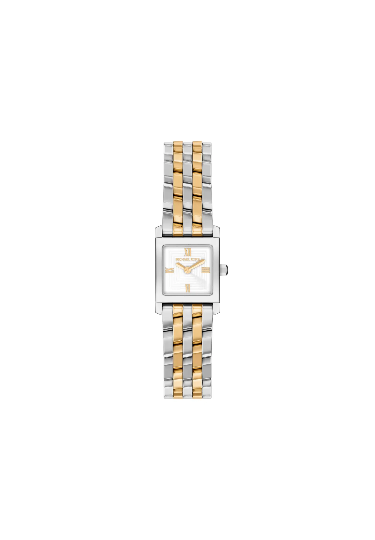 Elegante Bicolor-Uhr mit quadratischem Zifferblatt